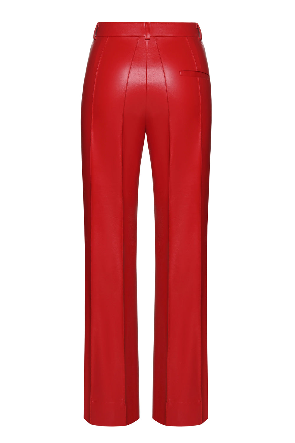 Red Faux Leather Straight Pants