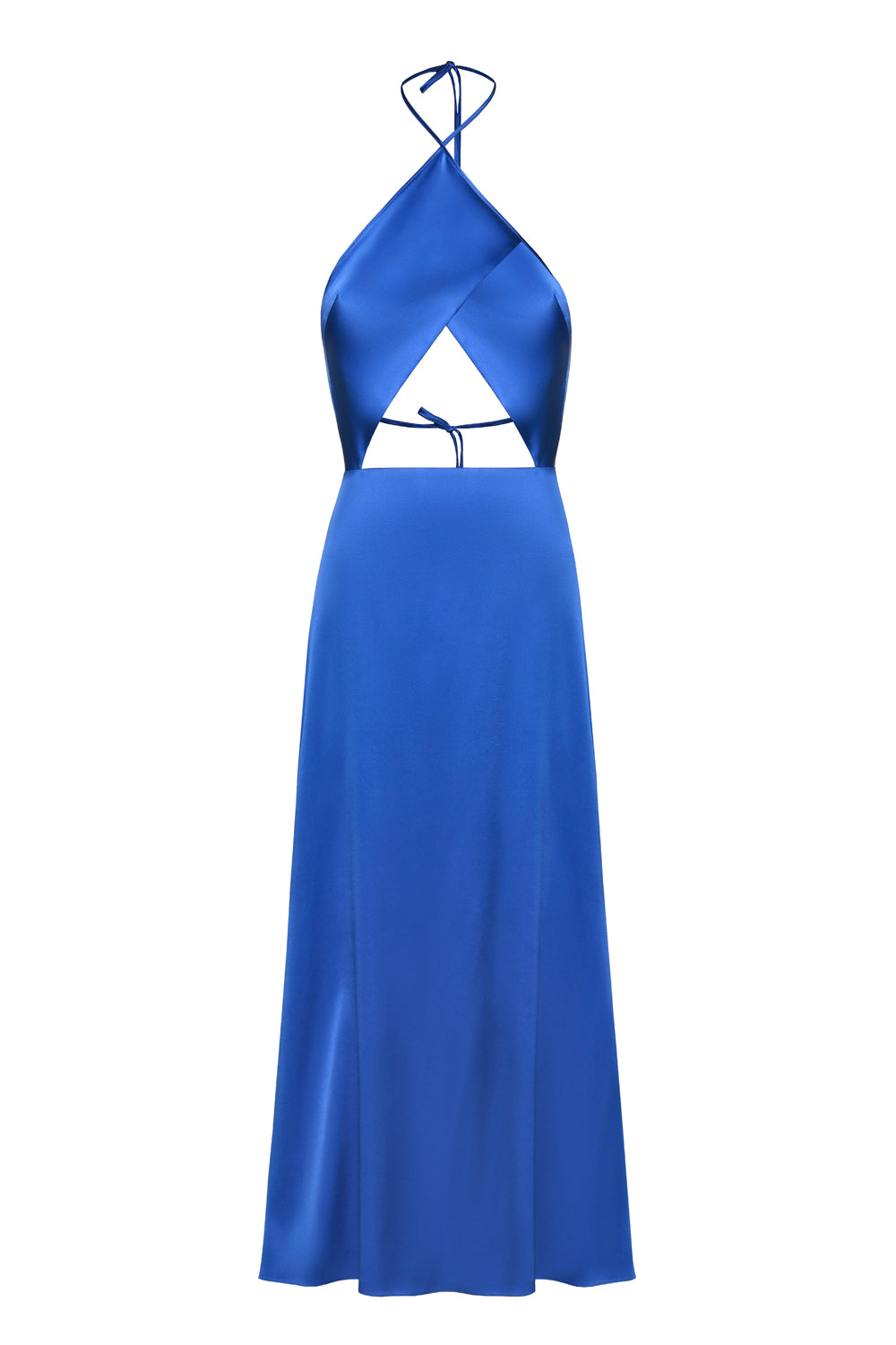 Haltered Blue Silk Dress