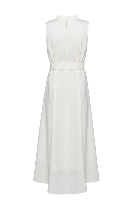 Belted White Dress