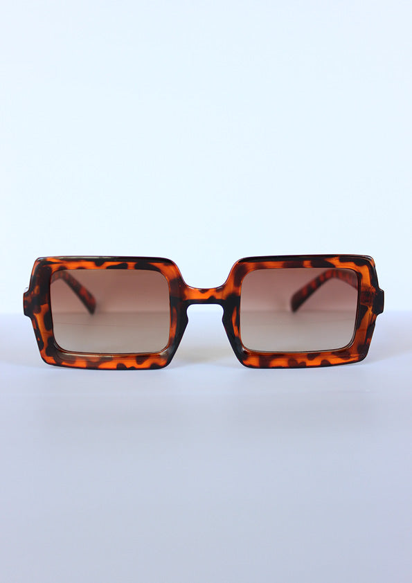 Leopard Rectangular-Frame Sunglasses