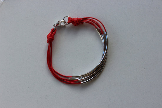 Red Bracelet With Silver Details