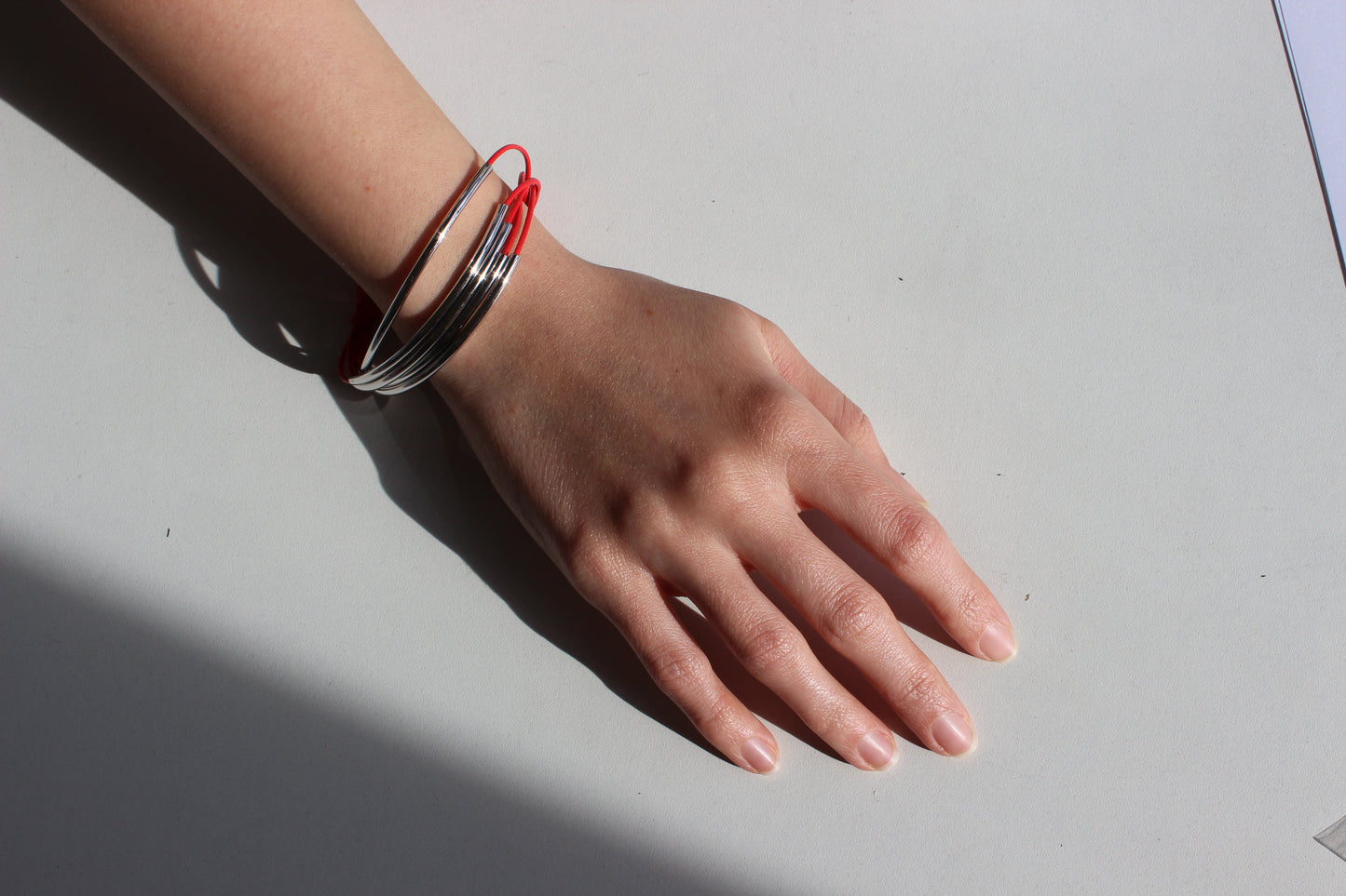 Red Bracelet With Silver Details
