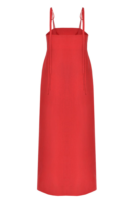 Red Linen Slip Dress