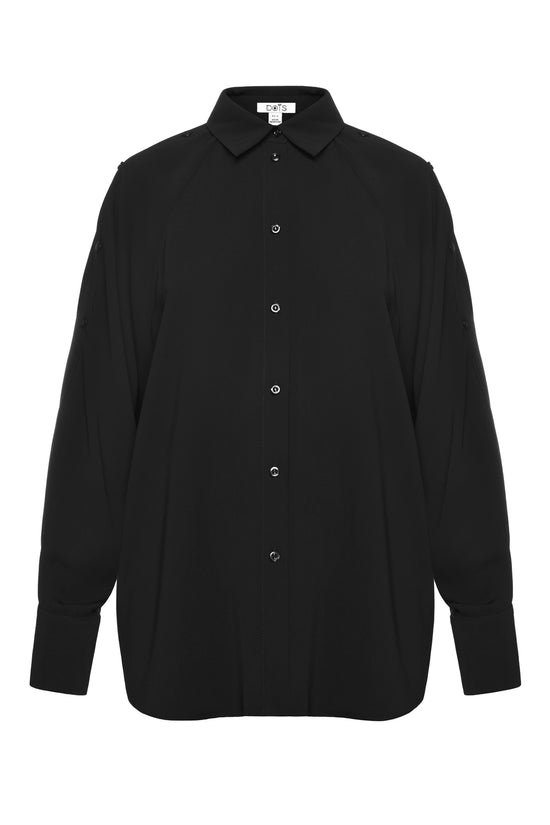 Shoulder Buttoned Black Shirt
