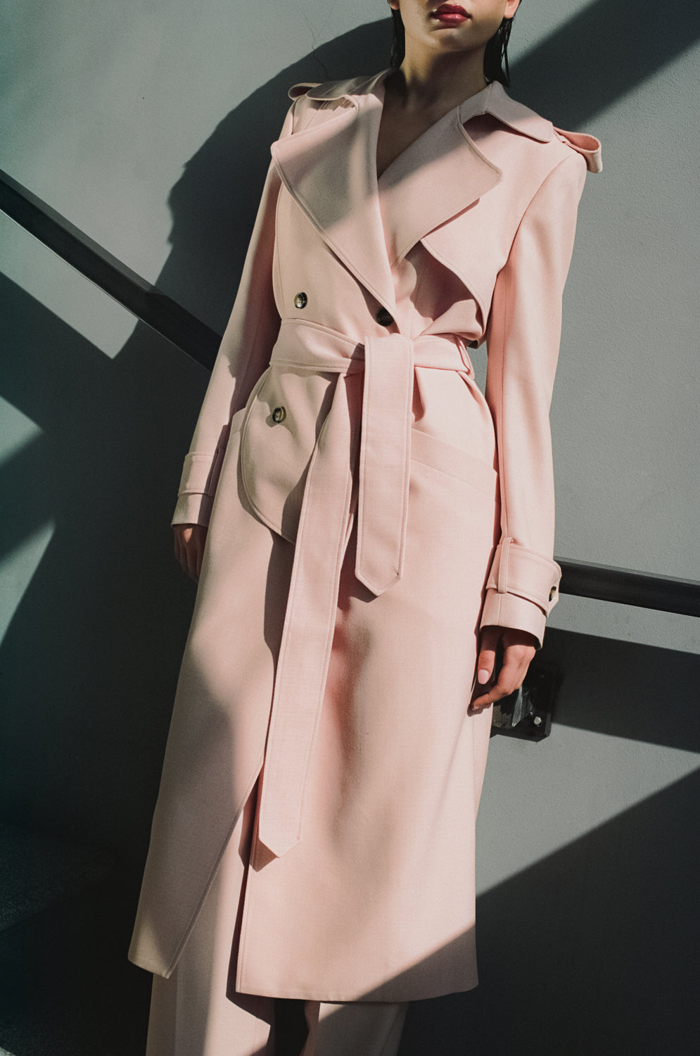 Load image into Gallery viewer, Twill Pink Trench Coat
