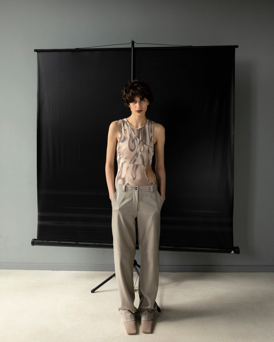 Load image into Gallery viewer, Gray Faux Leather Pants
