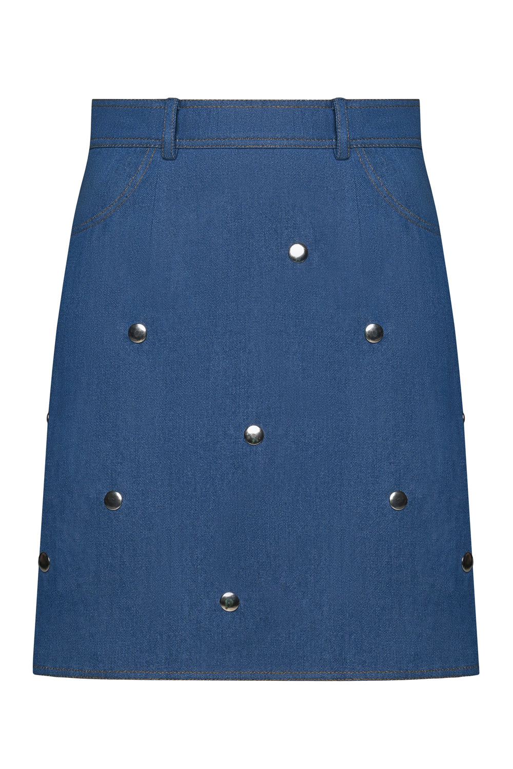 Decorative Buttoned Denim Mini Skirt