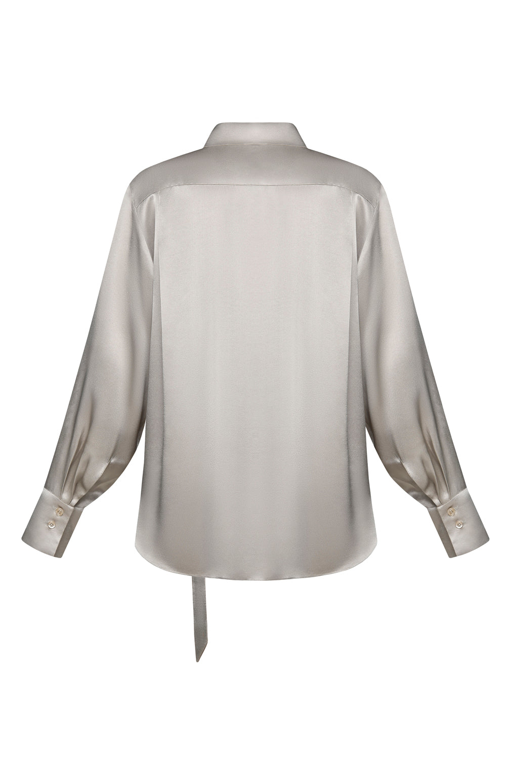Gray Vertical Belted Satin Shirt