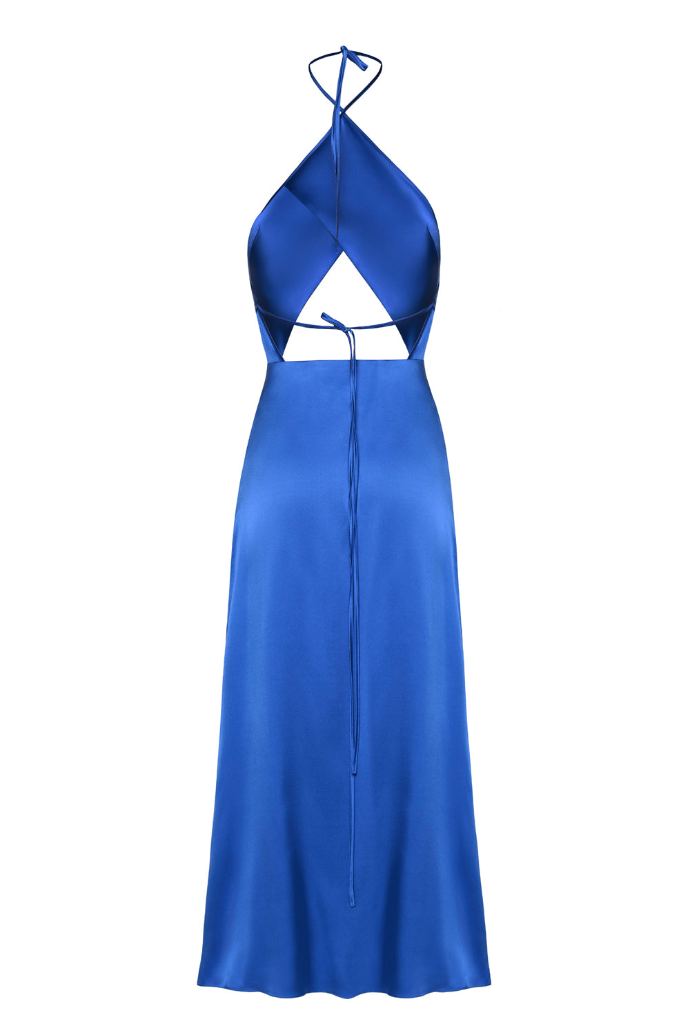 Haltered Blue Silk Dress