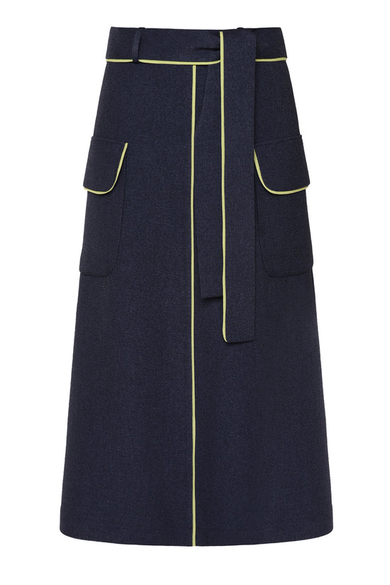 Olive Detailed Navy Skirt