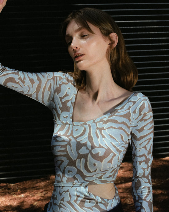 Cut Outs Print Blouse