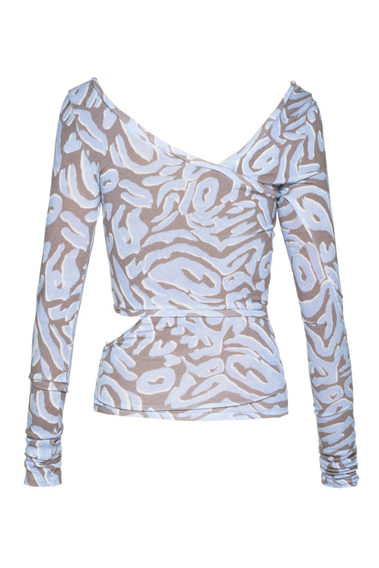Cut Outs Print Blouse